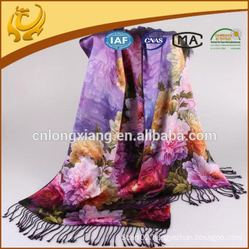 2015 New Design Indian Double Sided 100% Silk Scarves Wholesale Pashmina Shawl